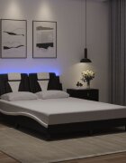 vidaXL Рамка за легло Viana с LED без матрак черно-бяла 140x190 см