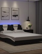 vidaXL Рамка за легло Viana с LED без матрак черно-бяла 160x200 cм