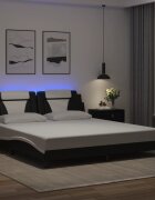 vidaXL Рамка за легло Viana с LED без матрак черно-бяла 180x200 см