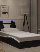 vidaXL Рамка за легло Viana с LED без матрак черно и бяло 100x200см