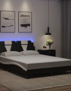 vidaXL Рамка за легло Viana с LED без матрак черно и бяло 120x200см