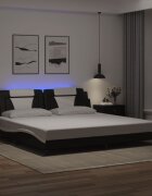 vidaXL Рамка за легло Viana с LED без матрак черно и бяло 200x200 см