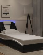 vidaXL Рамка за легло Viana с LED без матрак черно и бяло 80x200 см