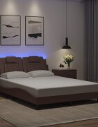 vidaXL Рамка за легло Viana с LED без матрак кафява 120x200 см