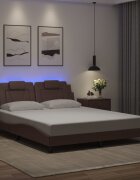 vidaXL Рамка за легло Viana с LED без матрак кафява 160x200 cм