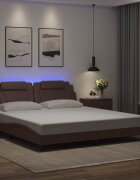 vidaXL Рамка за легло Viana с LED без матрак кафява 180x200 см