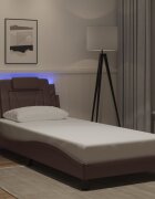 vidaXL Рамка за легло Viana с LED без матрак кафява 80x200см