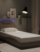 vidaXL Рамка за легло Viana с LED без матрак капучино 80x200 см