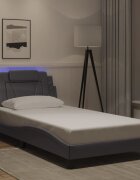 vidaXL Рамка за легло Viana с LED без матрак сива 100x200 см
