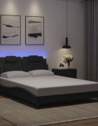 vidaXL Рамка за легло Viana с LED без матрак сива 140x200 cм
