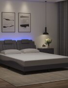 vidaXL Рамка за легло Viana с LED без матрак сива 160x200 cм