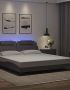 vidaXL Рамка за легло Viana с LED без матрак сива 180x200 см