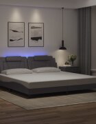 vidaXL Рамка за легло Viana с LED без матрак сива 200x200 см