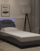 vidaXL Рамка за легло Viana с LED без матрак сива 90x190 см