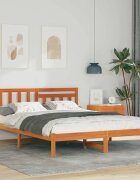 vidaXL Рамка за легло Восъчнокафяв 135 x 190 cm Борово дърво масив