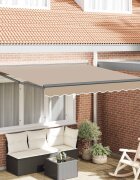 vidaXL Рамка за сенник Бежово 300 x 250 cm Полиестер с PU покритие