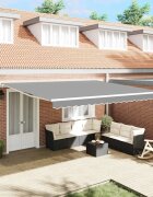 vidaXL Рамка за сенник Бяло 450 × 350 cm Алуминий