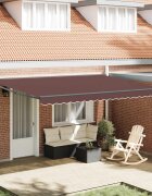 vidaXL Рамка за сенник Кафяво 450 × 300 cm Полиестер с PU покритие