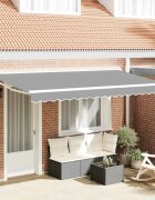 vidaXL Рамка за сенник Регулирума Бял 4 x 2 m Стомана