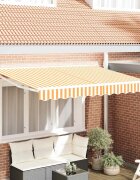vidaXL Рамка за сенник Жълт и бял 250 x 200 cm Полиестер с PU покритие