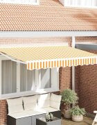 vidaXL Рамка за сенник Жълт и бял 300 x 200 cm Полиестер с PU покритие