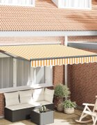 vidaXL Рамка за сенник Жълт и бял 300 x 250 cm Полиестер с PU покритие