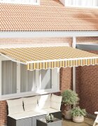 vidaXL Рамка за сенник Жълт и Сив 300 x 200 cm Полиестер с PU покритие