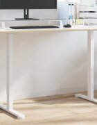 vidaXL Рамка за стоящо бюро бяло (94-135)x60x(70-114) см стомана