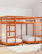vidaXL Рамка за тройно двуетажно легло Восъчнокафяв 160 x 200 cm