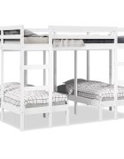vidaXL Рамка за тройно легло бяло 140x200/70x140 см бор масив