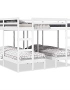 vidaXL Рамка за тройно легло бяло 200x200/80x200 см бор масив