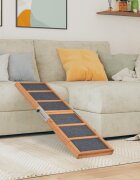 vidaXL Рампа за кучета сива 120x30 см масивна ела
