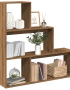 vidaXL Разделител за стая / библиотека 3 нива дъб артизан 123x29x123см