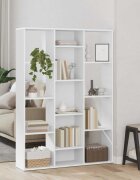vidaXL Разделител за стая/библиотека бял 100x24x140 см инженерно дърво