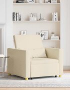vidaXL Разтегателен диван с единично легло Крем 90 x 165 x 87 см