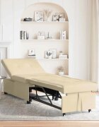 vidaXL Разтегателен диван с матрак Крем 194 x 50 x 82 см текстил