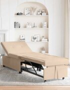 vidaXL Разтегателен диван с матрак Крем 194 x 67 x 82 см Микрофибър