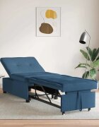 vidaXL Разтегателен диван с матрак Синьо 194 x 50 x 82 см текстил
