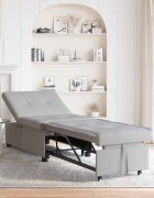 vidaXL Разтегателен диван с матрак Сив 194 x 50 x 82 см текстил