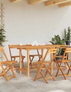 vidaXL Разтегателна градинска маса 110-160x80x75 см тиково дърво масив