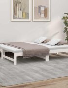 vidaXL Разтегателна кушетка бяла 2x(75x190) см борово дърво масив