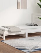 vidaXL Разтегателна кушетка бяла борово дърво масив 2x(90x190) см