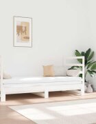 vidaXL Разтегателна кушетка бяла борово дърво масив 2x(90x190) см