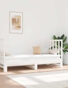 vidaXL Разтегателна кушетка бяла борово дърво масив 2x(90x190) см
