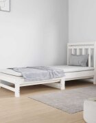 vidaXL Разтегателна кушетка бяла борово дърво масив 2x(90x190) см