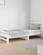 vidaXL Разтегателна кушетка бяла борово дърво масив 2x(90x190) см