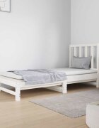 vidaXL Разтегателна кушетка бяла борово дърво масив 2x(90x190) см