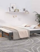 vidaXL Разтегателна кушетка сива борово дърво масив 2x(90x190) см