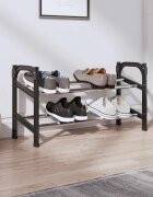 vidaXL Разтегателна поставка за обувки с 2 рафта 119x24x37 см