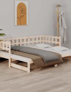 vidaXL Разтегателно дневно легло 2x(90x200) см борово дърво масив